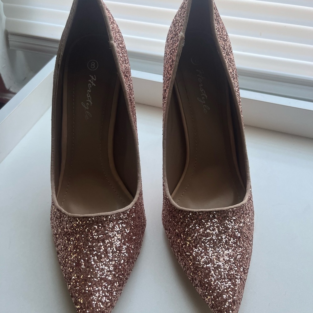 Herstyle Sparkling Rose Gold Heels